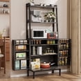 thumbnail image 1 of Casendy Kitchen Pantry with Microwave Stand and Storage Shelves, Farmhouse Kitchen Cupboard with Adjustable Shelves, Kitchen Buffet Cabinet with Door for Dining Room, Gray, 1 of 7