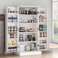 thumbnail image 1 of Casendy Pantry Cabinet with 2 Doors and 16 Shelves, Modern Kitchen Storage Cabinet with Adjustable Shelves, Kitchen Storage Cupboard for Dining Room, Living Room, White, 1 of 9