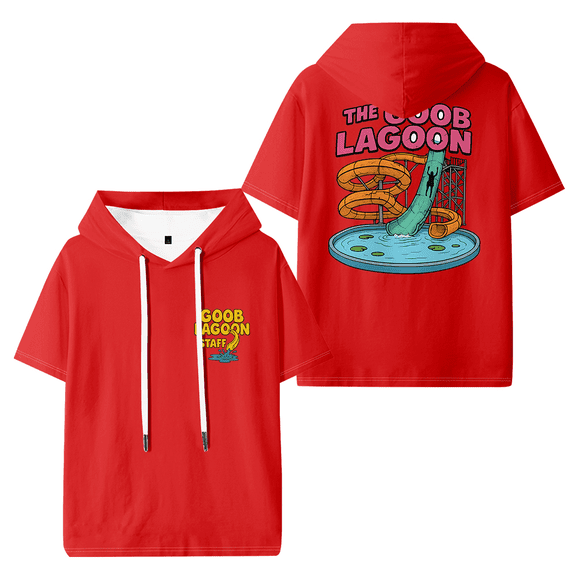 Caseoh Goob Lagoon Staff Hooded T-shirt Women Men Short Sleeve Tee Casual Fashion Tops