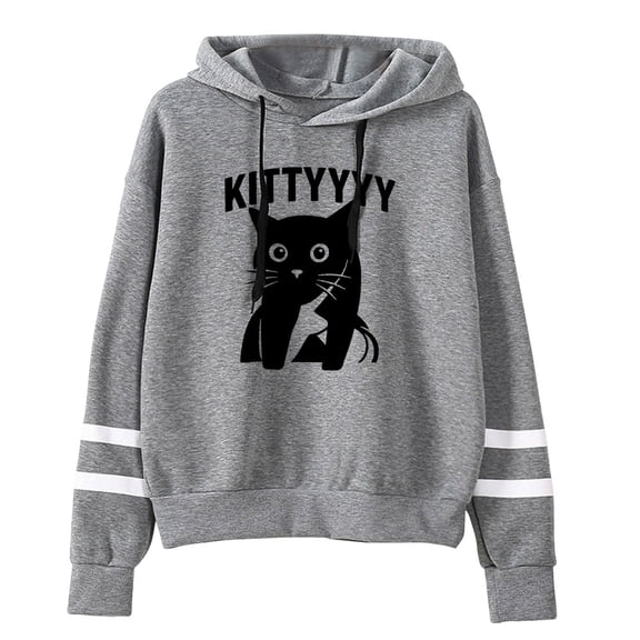 Caseoh Kitty Funny Cat Hoodie Fashion Pocketless Long Sleeve Pullover Women Men Hooded Sweatshirt
