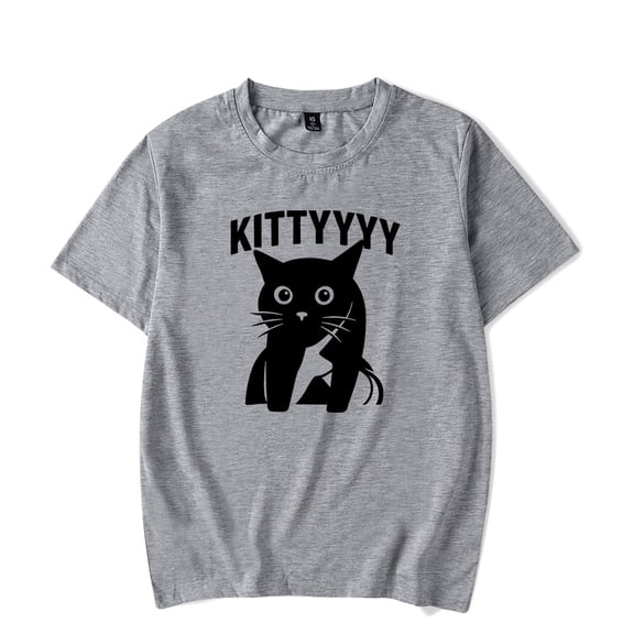Caseoh Kitty Funny Cat T-shirt Unisex Round Neck Short Sleeve Casual Fashion Tee