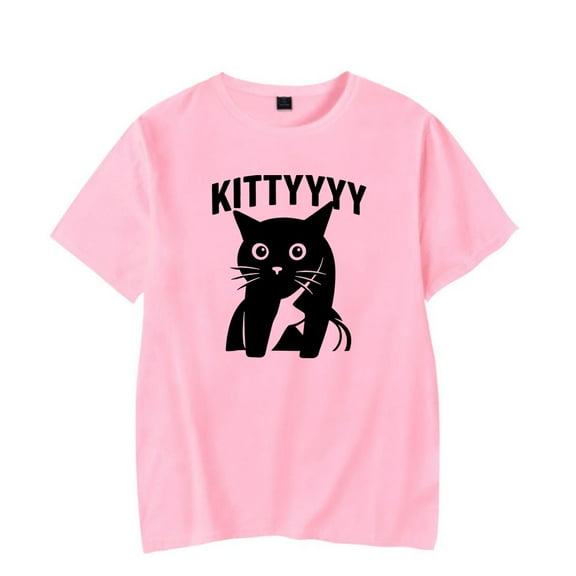 Caseoh Kitty Funny Cat T-shirt Unisex Round Neck Short Sleeve Casual Fashion Tee