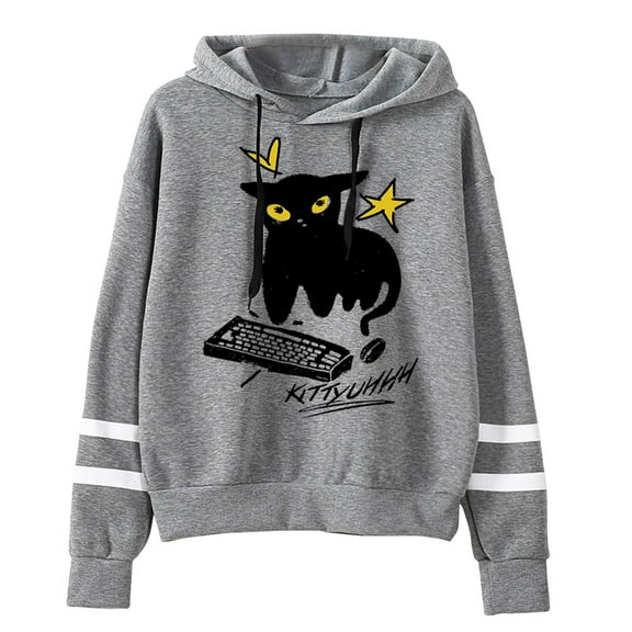 Caseoh Kittyuh Pullover Hoodie Long Sleeve Pocketless Sweatshirt Unisex Casual Clothes