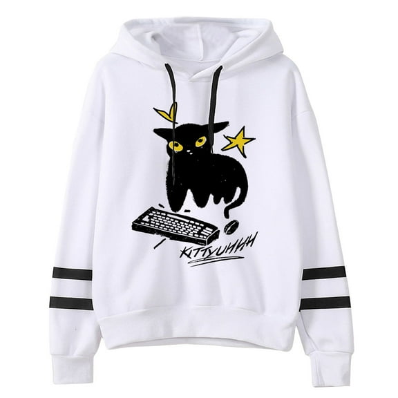 Caseoh Kittyuh Pullover Hoodie Long Sleeve Pocketless Sweatshirt Unisex Casual Clothes