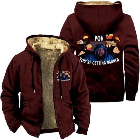 Caseoh Your're Getting Banned Zipper Hoodies Women Men Jacket Parkas Long Sleeve Fashion Streetwear Coat