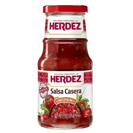 Herdez Casera Mexican Salsa Tortilla Chip Dip Medium 16 oz Jar (Pack of 24)