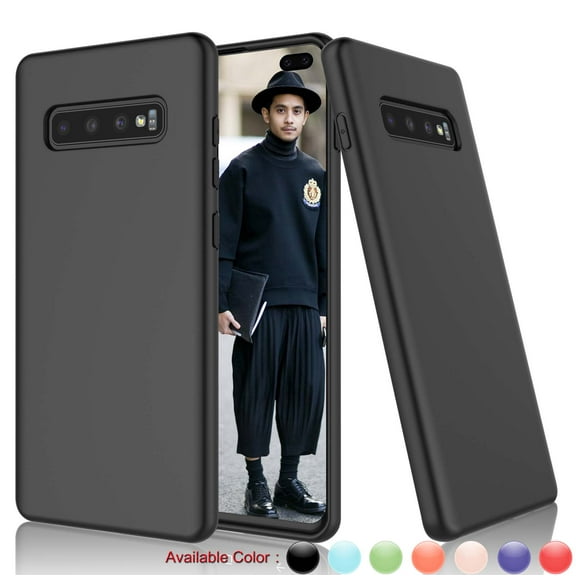 Cases for Galaxy S10 / S10+ / S10 5G / S10E, Njjex Liquid Silicone Gel Rubber Shockproof Case Fit Galaxy S10 Slim Matte Surface Cover w/ Soft Microfiber Lining For 2019 Galaxy S10 6.1" -Black