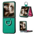 thumbnail image 1 of Cases for Motorola Razr 60 / Razr 2025 Case with Ring, Hard PC + Luxury PU Leather Shockproof Protective Phone Cover Compatible with Motorola Razr 60 / Razr 2025, Green, 1 of 12