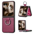 thumbnail image 1 of Cases for Motorola Razr 60 / Razr 2025 Case with Ring, Hard PC + Luxury PU Leather Shockproof Protective Phone Cover Compatible with Motorola Razr 60 / Razr 2025, Purple, 1 of 11