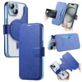 thumbnail image 1 of Cases for iPhone 13 Case with Card Holder [Compatible with MagSafe] [Camera Lens Protector] [RFID Blocking]  Plating Clear Case 2 in 1 Detachable Flip Wallet for iPhone 13, Blue, 1 of 11
