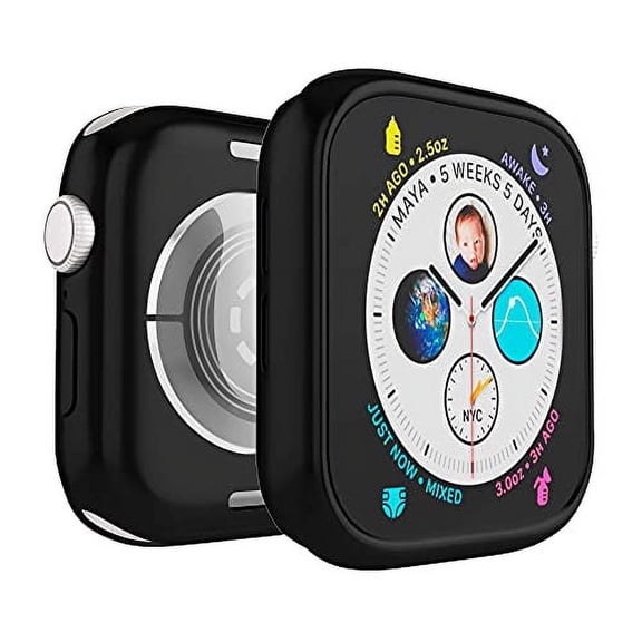 Cases with Screen Protector Compatible with iWatch Series 6/5/4/SE - [40mm] | Thin/Lightweight, Shock Absorbent Shiny Gloss Case | Black