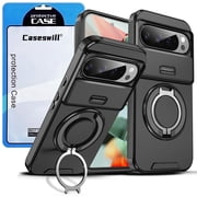 Caseswill for Google Pixel 11 / Pixel 11 Pro Case with 2X Screen Protector, Hybrid Dual Layer Shockproof Rugged Built-in Magnetic 360  Rotatable Ring Stand Phone Cover