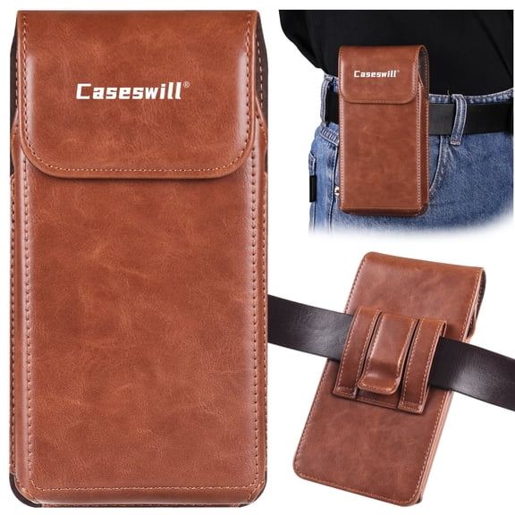 Caseswill For Samsung Galaxy S26+ Plus / S25+ Plus / S24+Plus / S23+ Plus/ S22+ Plus/ S21+ Plus/ S20+ Plus / S10+ Plus / S10 Lite Case Premium Leather Phone Pouch with Belt Clip Holster