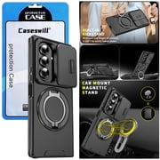Caseswill for Samsung Galaxy Z Fold 8 Ultra Case Rugged Folding Phone Case with Sliding Camera Cover, 360  Rotatable Ring Kickstand, Magnetic Car Mount Compatible, Shockproof Armor Protective Cover