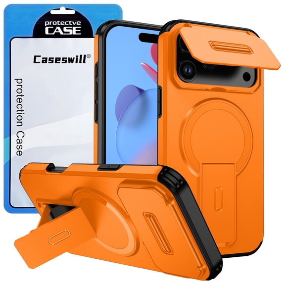 Caseswill for iPhone Air Case with 2X Screen Protector, Compatible with MagSafe ,Shockproof Invisible Stand Magnetic Case with Slide Camera Cover
