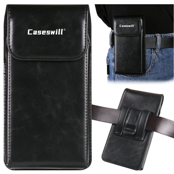 Caseswill For iPhone 17 / 17 Pro / 16e / 16 / 16 Pro / 15 / 15 Pro / 14 / 14 Pro / 13 / 13 Pro / 12 / 12 Pro / 11 / 11 Pro / X / XS Case Premium Leather Phone Pouch with Belt Clip Holster