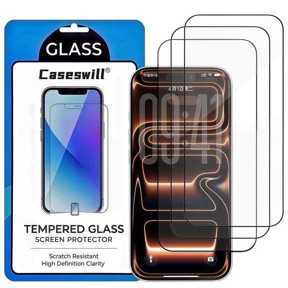 Caseswill for iPhone 17e / 16e Screen Protector, 3-Pack Full Coverage Tempered Glass Film, AR Anti-Reflective Technology, 9H Hardness, Anti Scratch, Bubble Free,Case Friendly