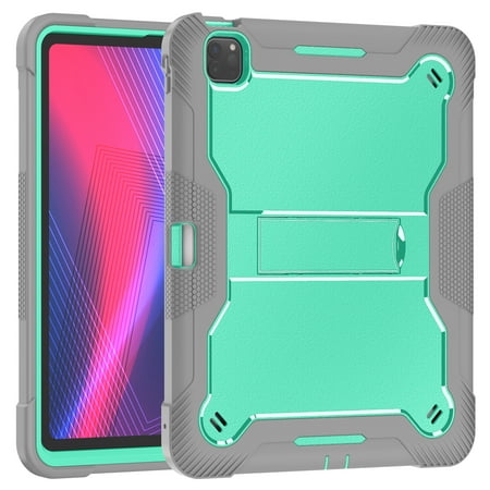 Casetego for (M4) iPad Pro 13 Inch Case 2024,Rugged Shockproof Cover with Kickstand,Folding Stand,Pencil Holder,Green Gray