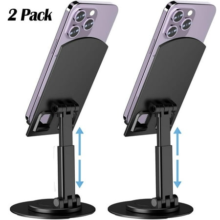 Casetego Cell Phone Stand for Desk Angle Height Adjustable Foldable Cell Phone Holder for Desk Cellphone Dock Compatible with All Mobile Samsung Galaxy Phones,iPhone,Switch,iPad(Black+Black)