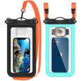 thumbnail image 1 of Casetego Floating Universal Waterproof Phone Pouch with Lanyard, IPX8 Cellphone Dry Bag Waterproof Case for iPhone 14 13 12 11 Pro Max SE XS XR S10 S9 Note 20/10 Up to 8" -2 Pack,Black+Blue, 1 of 6