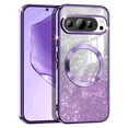 thumbnail image 1 of Casetego For Google Pixel 10 Case/Pixel 10 Pro Case,Compatible with MagSafe,Clear Magnetic Glitter Gradient Sparkle Luxury Plated Soft TPU Bumper Full Camera Lens Protector,Purple, 1 of 7