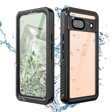 Casetego for Google Pixel 8A Waterproof Case,with Built-in Screen Protector Full Body Rugged Sealed Heavy Duty Shockproof Dustproof Snowproof Clear Phone Case,Black