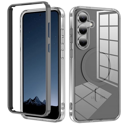 Casetego Phone Case for Galaxy S25,Clear Magnetic Case,[Yellow Resistant] Slim Fit Shockproof Transparent Crystal Clear Magnetic Case for Samsung Galaxy S25,Gray