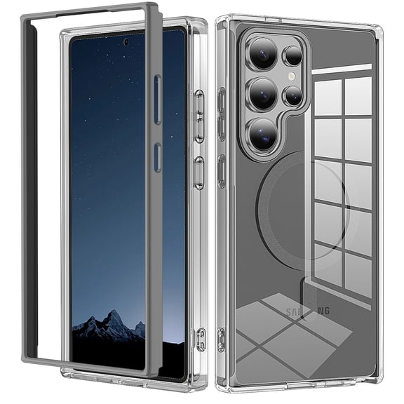 Casetego Phone Case for Galaxy S25 Ultra,Clear Magnetic Case,[Yellow Resistant] Slim Fit Shockproof Transparent Crystal Clear Magnetic Case for Samsung Galaxy S25 Ultra,Gray