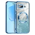 thumbnail image 1 of Casetego For Google Pixel 9A Case,Compatible with MagSafe,Clear Magnetic Glitter Gradient Sparkle Luxury Plated Soft TPU Bumper Full Camera Lens Protector,Blue, 1 of 7