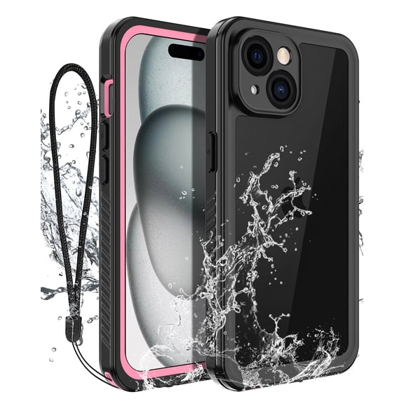 Casetego IP68 Waterproof Shockproof Phone Case with Built-in Screen Protector for iPhone 15, Red