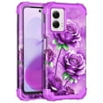thumbnail image 1 of Casetego for Moto G Power 5G 2024 Case,Glow in The Dark Three Layer Heavy Duty Shockproof Protection Hard Plastic Bumper+Soft Silicone Protective Case,Purple Rose, 1 of 7