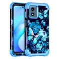 thumbnail image 1 of Casetego for Motorola G 5G 2024 Case,Glow in The Dark Three Layer Heavy Duty Shockproof Full Body Protection Hard Plastic Bumper+Soft Silicone Protective Case,Blue Butterfly, 1 of 7