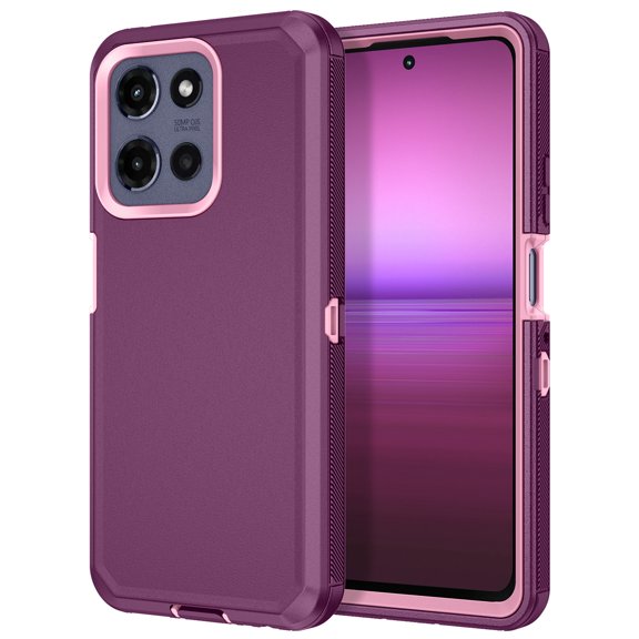 Casetego for Motorola G Power 5G 2025 Case,Shockproof Dust/Drop Proof 3-Layer Protection [Without Screen Protector] Rugged Heavy Duty Cover Case for Motorola G Power 2025,Purple Pink