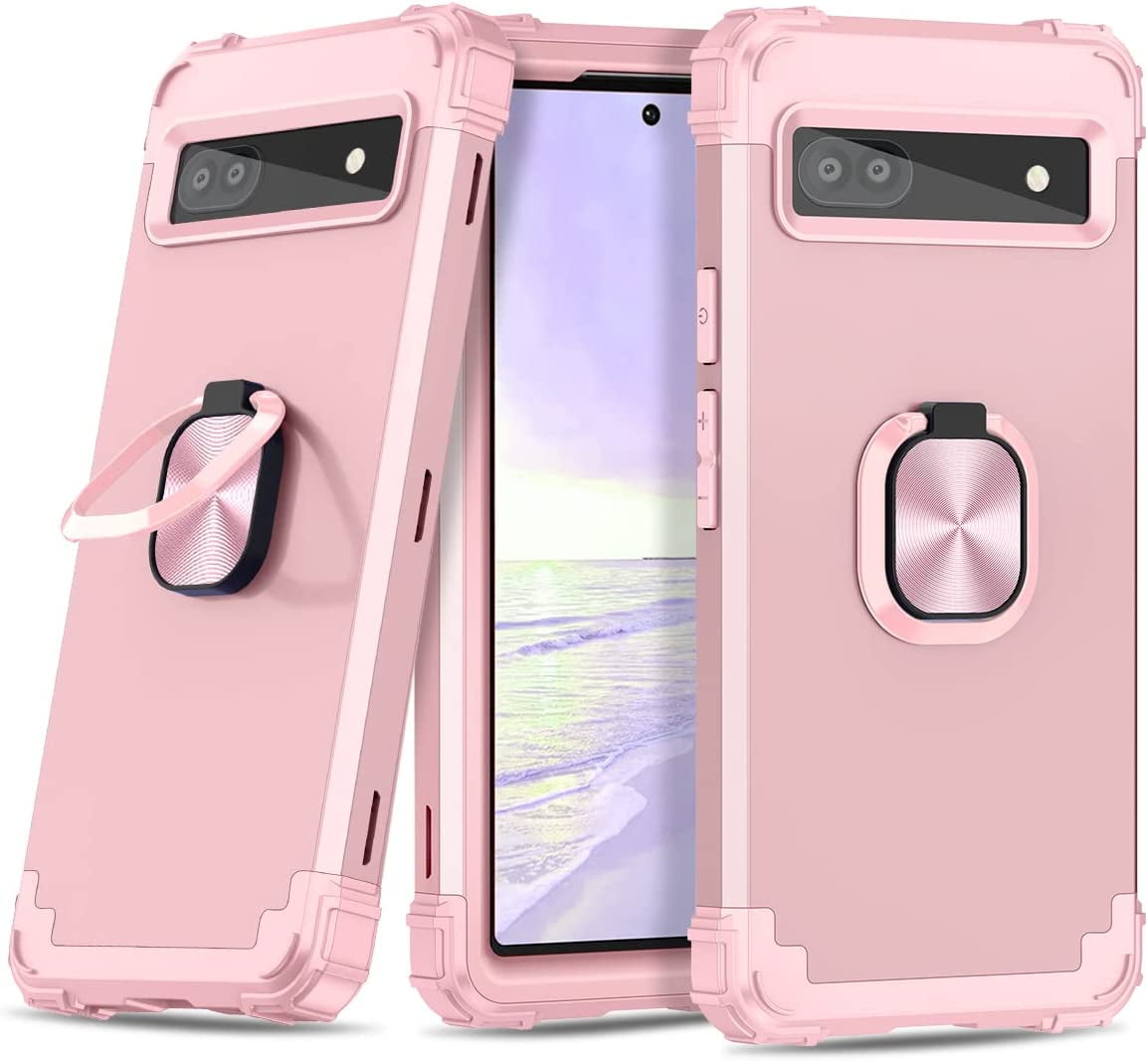 Casetego Phone Case for Google Pixel 6A 5G 2022,360 Ring Holder