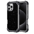 thumbnail image 1 of Casetego Phone Case for iPhone 16 Pro Case,Glitter Bling Heavy Duty Hybrid Sturdy High Impact Shockproof Protective Cover,Shiny Black, 1 of 7