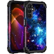 Casetego for Samsung Galaxy A15 5G Case,Glow in The Dark Three Layer Heavy Duty Shockproof Full Body Protection Hard Plastic Bumper+Soft Silicone Protective Case,Shiny Blue