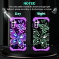 thumbnail image 1 of Casetego For Samsung Galaxy A15 5G Case,Glow in The Dark Three Layer Heavy Duty Shockproof Full Body Protection Hard Plastic Bumper+Soft Silicone Protective Case,Dark Purple Butterfly, 1 of 9