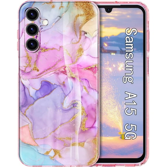 Casetego for Samsung Galaxy A15 5G Case, Hard PC Back Slim Fit Shockproof Full Body Rugged Drop Protective Women Girls Men Cover for Samsung Galaxy A15 5G,Pink Gold