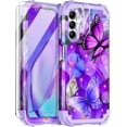 thumbnail image 1 of Casetego for Samsung Galaxy A15 5G Case,Three Layer Heavy Duty Shockproof Protective Case with 2 Tempered Glass Screen Protector+2 Camera Lens Protector,Butterfly, 1 of 8