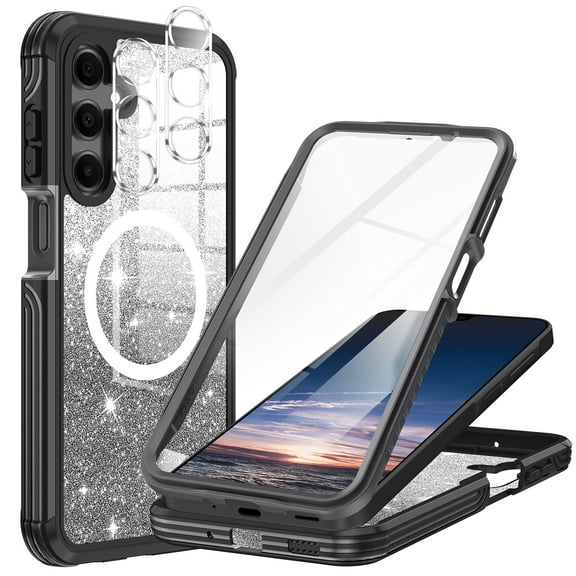 Casetego for Samsung Galaxy A16 5G Case,Compatible with MagSafe Full Body Shockproof with Built-in Screen Protector + Lens Protector Drop Protective Phone Cover,Black Gray