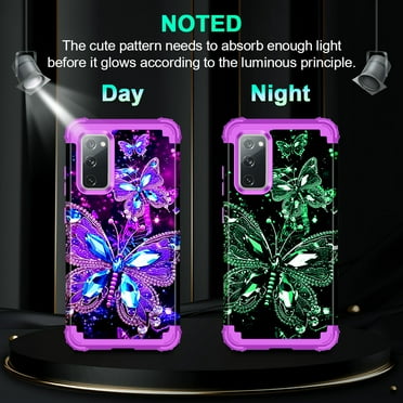 Casetego for Samsung Galaxy S20 FE 5G Case,Three Layer Heavy Duty Shockproof Protection Hard Plastic Bumper +Soft Silicone Rubber Protective Case,Purple Folwer