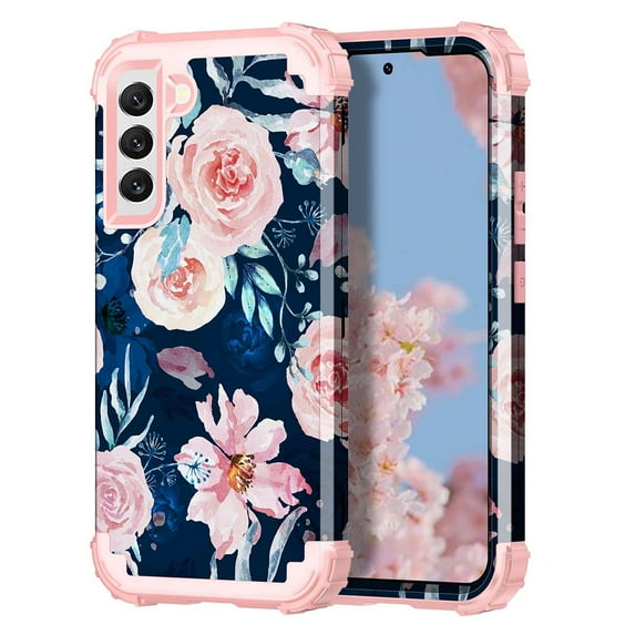 Casetego for Samsung Galaxy S23 Case with 2 Tempered Glass Screen Protector + 2 Camera Lens Protector,Heavy Duty Shockproof Protection Phone Cover,Rose Gold