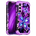 thumbnail image 1 of Casetego for Samsung Galaxy S23 Plus Case,Glow in The Dark Three Layer Heavy Duty Shockproof Hard Plastic Bumper +Soft Silicone Rubber Protective 6.6 inch Case,Amaranth Butterfly, 1 of 6