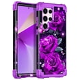 thumbnail image 1 of Casetego for Samsung Galaxy S23 Ultra 5G Case,Glow in The Dark Three Layer Heavy Duty Shockproof Protection Hard Plastic Bumper+Soft Silicone Case,Deep Rose, 1 of 7