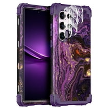 Casetego for Samsung Galaxy S23 Ultra Case,Glow in The Dark Heavy Duty Shockproof Protective Case with 2 Camera Lens Protector for Galaxy S23 Ultra 5G,Purple