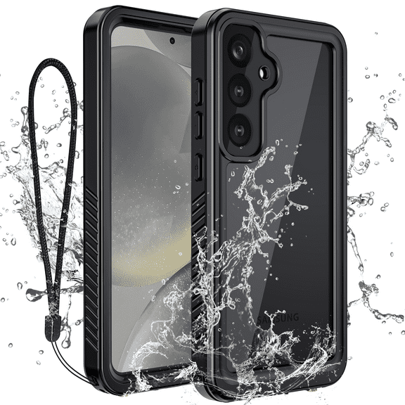 Casetego For Samsung Galaxy S24 Case,IP68 Waterproof 14FT Underwater Dustproof Shockproof Rugged with Built-in Screen Protector Full Protect Phone Cover with Lanyard,Black