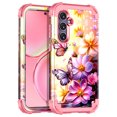 thumbnail image 1 of Casetego for Samsung Galaxy S25 Plus 5G Case,Glow in The Dark Three Layer Heavy Duty Sturdy Shockproof Protection Rugged Hard PC+Soft TPU Bumper Case for Galaxy S25 Plus,Pink Butterfly, 1 of 9