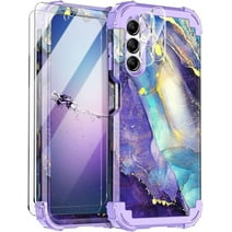 Casetego for SamsungGalaxy A15 5G Case,Three Layer Heavy Duty Shockproof Protective Case with 2 Tempered Glass Screen Protector+2 Camera Lens Protector,Purple
