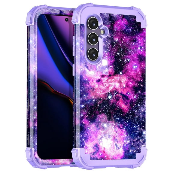 Casetego for Smasung Galaxy S23 FE 5G Case/6.1 inches,Glow in The Dark Heavy Duty Shockproof Full Body Protection Stand Anti-Scratch Protective Case,Purple