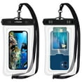 thumbnail image 1 of Casetego Universal Waterproof Phone Pouch with Card Slot&Lanyard, IPX8 Cellphone Dry Bag Waterproof Case for iPhone 14 13 12 11 Pro Max SE XS XR S10 S9 Note 20/10 Up to 7" -2 Pack,Black, 1 of 5